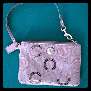 Coach grey wristlet